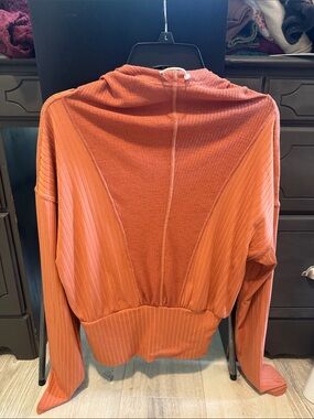 Free People Movement Rust Orange Ribbed Hoodie
